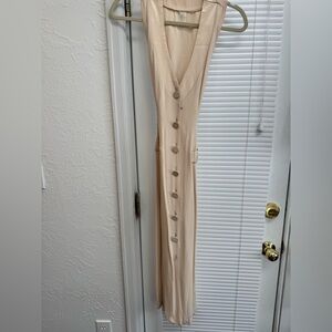 Elegant Vintage Cream Sleeveless Dress